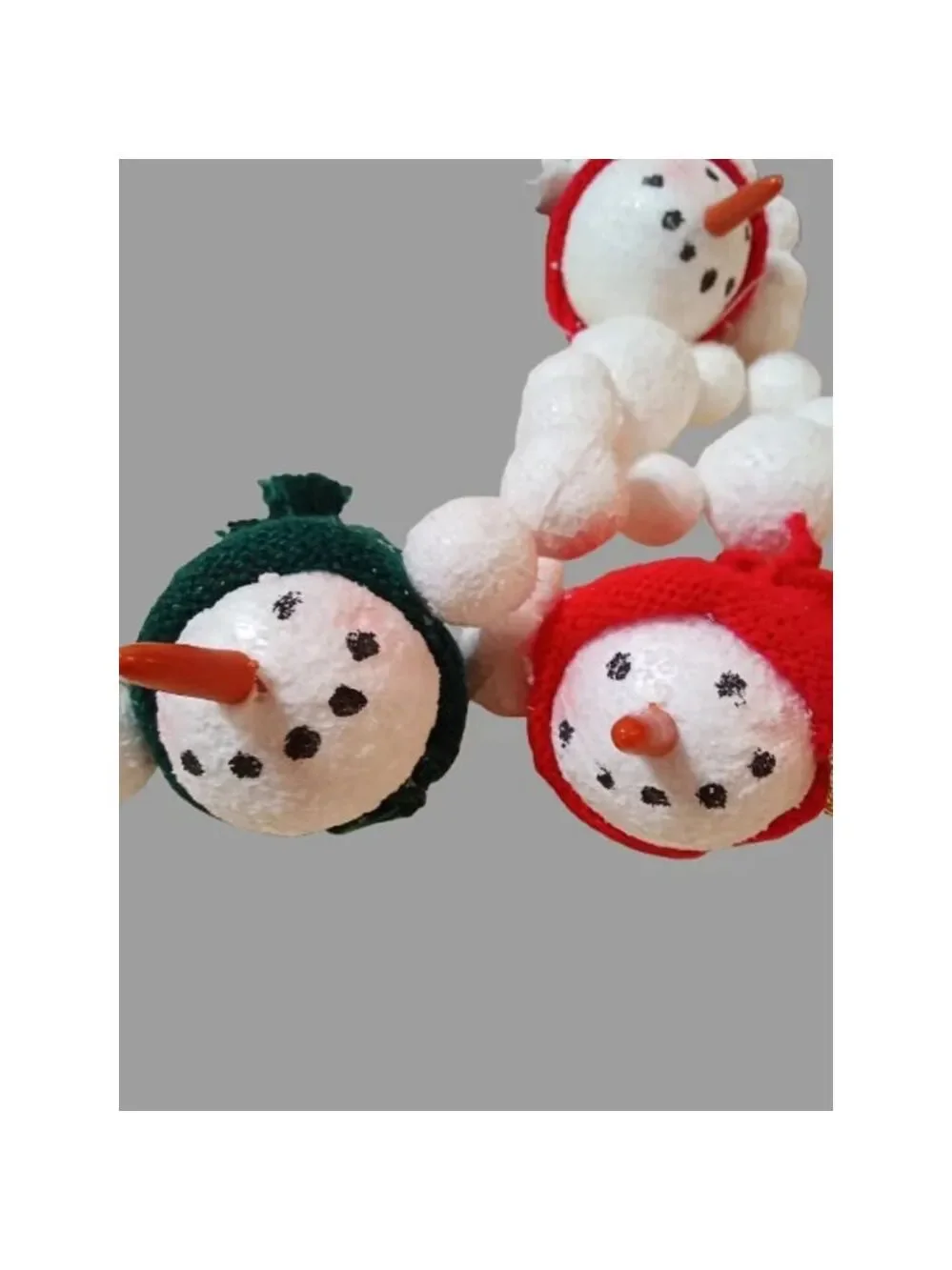 Set of 2 Vintage Snowman Head Garlands 12+ Feet Total Holiday Decor